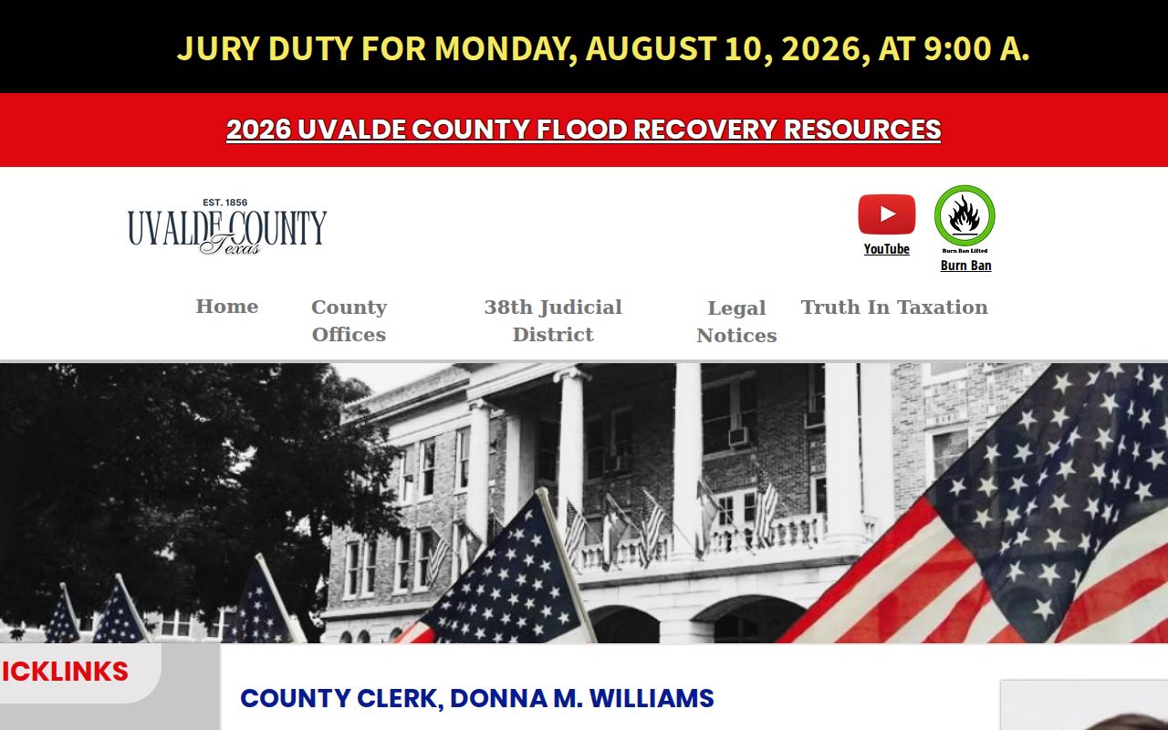 Uvalde County Clerk page for misdemeanor and archival criminal records