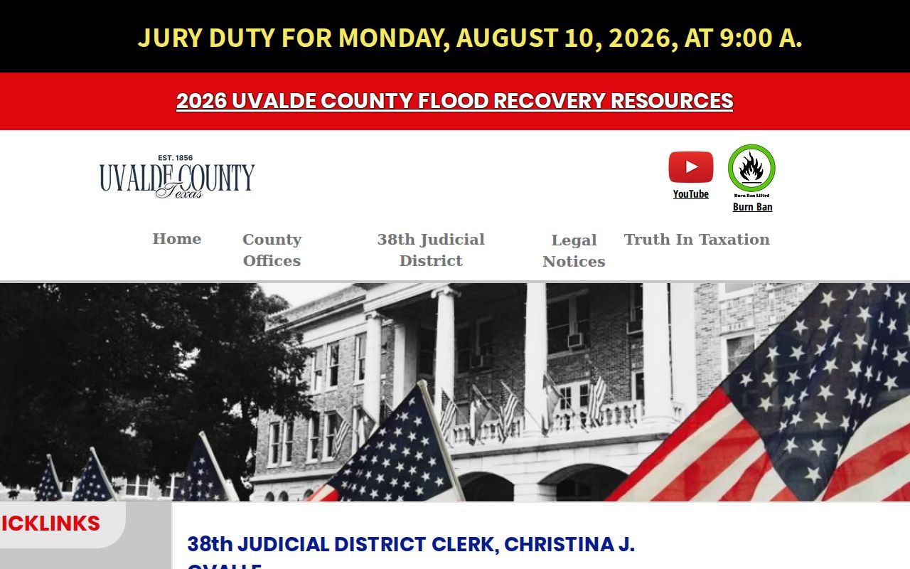 Uvalde County District Clerk page for felony criminal case records