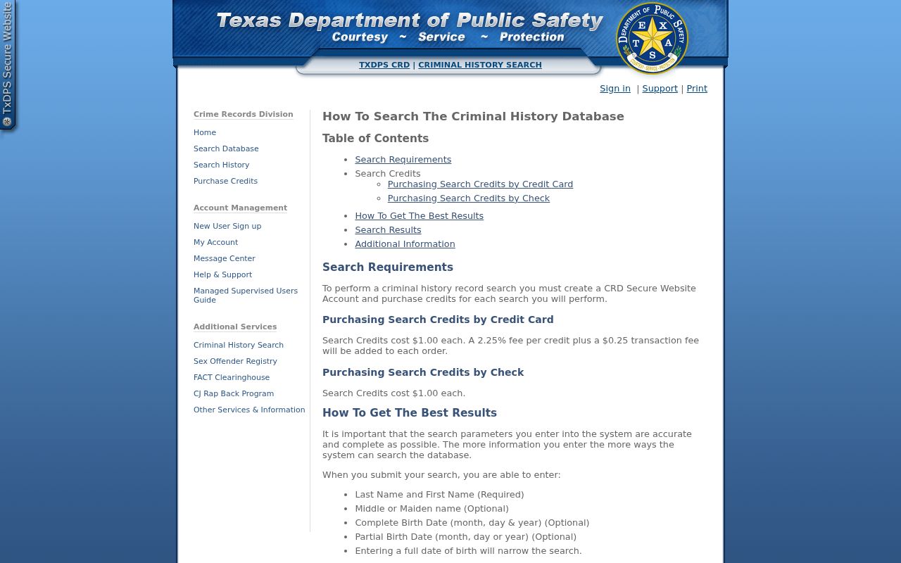 Texas DPS criminal history instructions and price for Uvalde County record searches