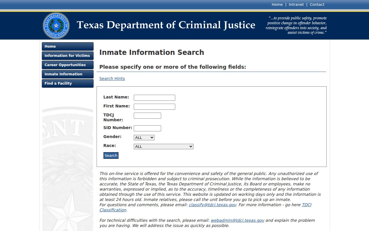 Uvalde County arrest history and Texas state inmate locator