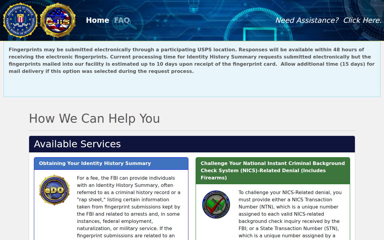 Uvalde County criminal court research and FBI personal history portal
