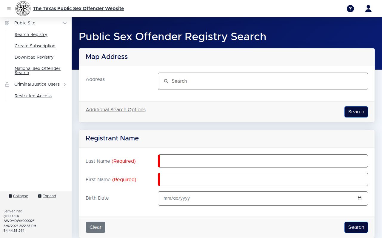 Uvalde County sex offender check through the Texas DPS registry